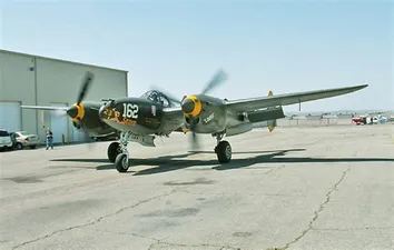 P-38 Lightning from front left on tarmac
